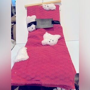 VIRAL TIKTOK💕💕 Rachel Zoe Hot Pink and White Ghost Throw with Tassles- NWT